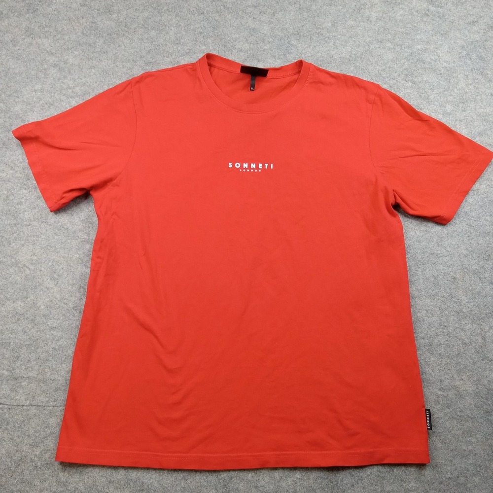 Sonneti Shirt Mens XL Extra Large Red Logo Graphic Crewneck Cotton Short Sleeve